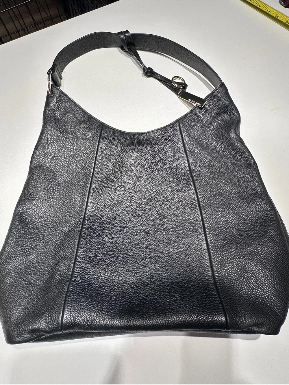 Vince Black Pebbled Leather Hobo/Shoulder Bag